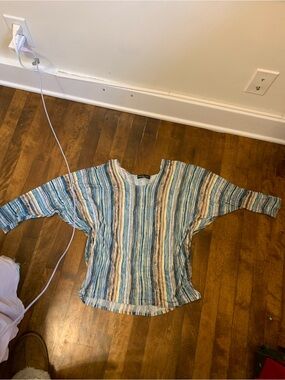 Kim & Cami Blue and Cream Striped Kids Long Sleeve Top